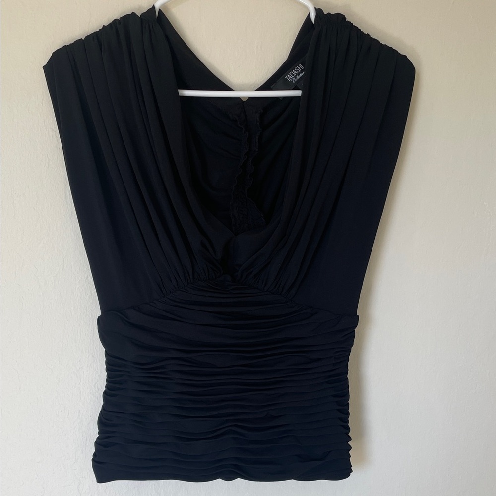 Elegant Black Ruched Blouse